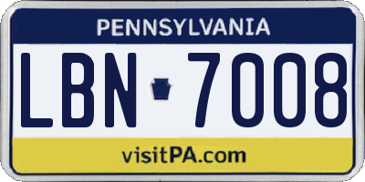 PA license plate LBN7008