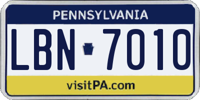PA license plate LBN7010