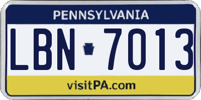 PA license plate LBN7013