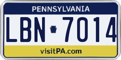 PA license plate LBN7014