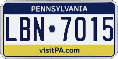 PA license plate LBN7015