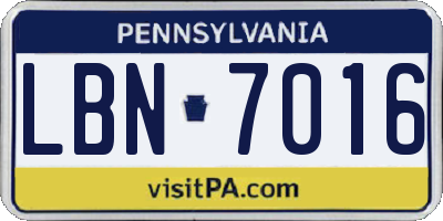 PA license plate LBN7016