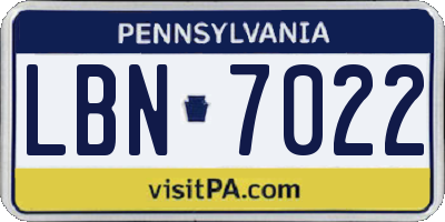 PA license plate LBN7022