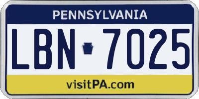 PA license plate LBN7025