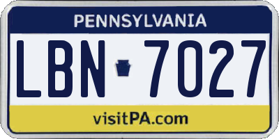 PA license plate LBN7027