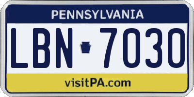 PA license plate LBN7030