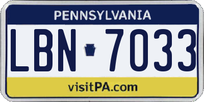 PA license plate LBN7033