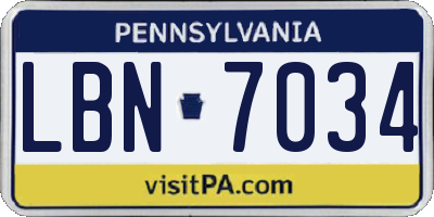PA license plate LBN7034