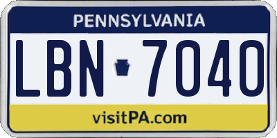 PA license plate LBN7040