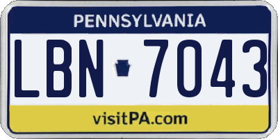 PA license plate LBN7043