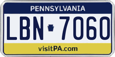 PA license plate LBN7060