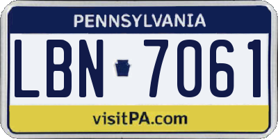 PA license plate LBN7061