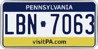 PA license plate LBN7063
