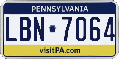 PA license plate LBN7064