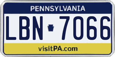 PA license plate LBN7066