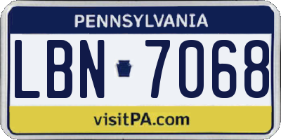 PA license plate LBN7068