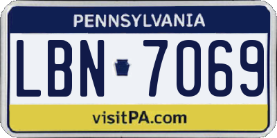 PA license plate LBN7069