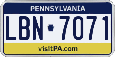 PA license plate LBN7071