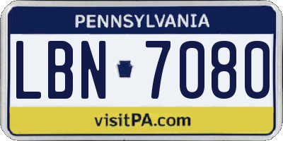 PA license plate LBN7080
