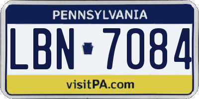 PA license plate LBN7084