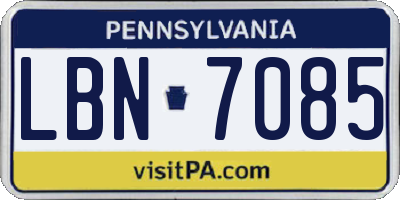 PA license plate LBN7085