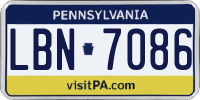 PA license plate LBN7086