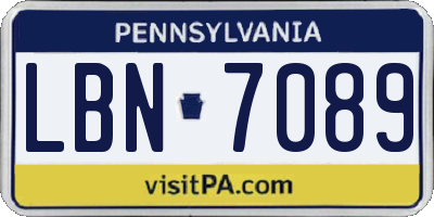 PA license plate LBN7089