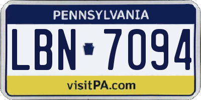 PA license plate LBN7094