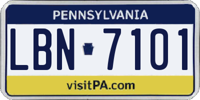 PA license plate LBN7101