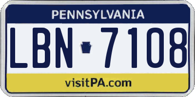 PA license plate LBN7108