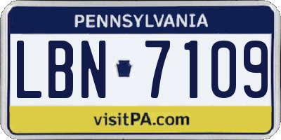 PA license plate LBN7109