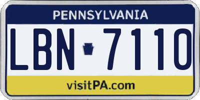 PA license plate LBN7110