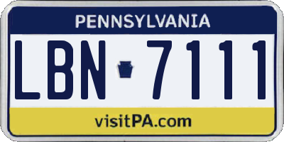 PA license plate LBN7111