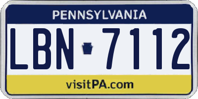 PA license plate LBN7112