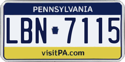 PA license plate LBN7115