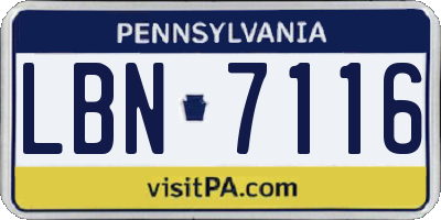 PA license plate LBN7116