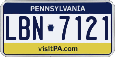 PA license plate LBN7121