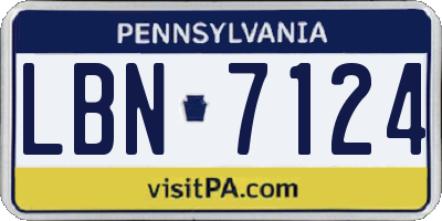PA license plate LBN7124