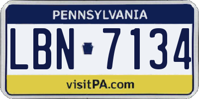 PA license plate LBN7134