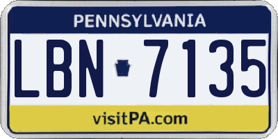 PA license plate LBN7135