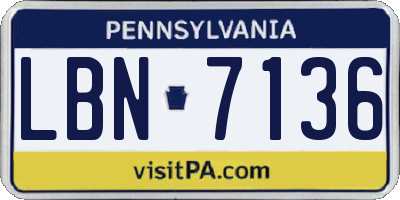 PA license plate LBN7136
