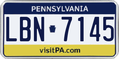 PA license plate LBN7145