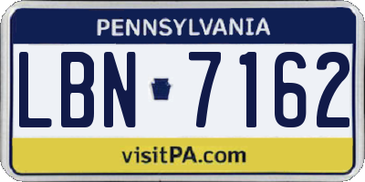 PA license plate LBN7162