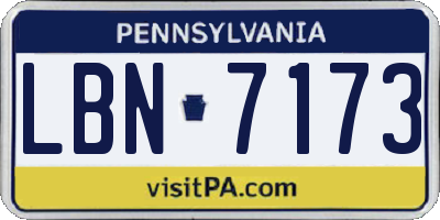 PA license plate LBN7173