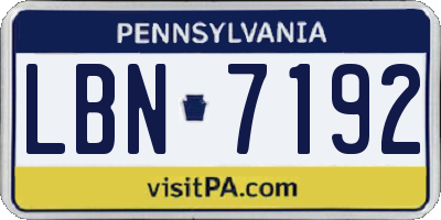 PA license plate LBN7192