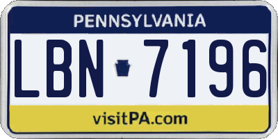 PA license plate LBN7196