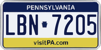 PA license plate LBN7205