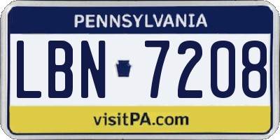 PA license plate LBN7208