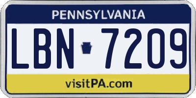 PA license plate LBN7209
