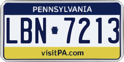 PA license plate LBN7213